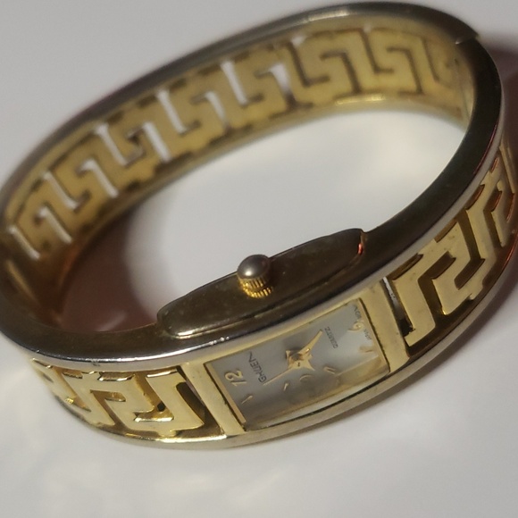 Gruen GR7985 Vintage Greek Key Cut Out Hinged Clasp Bracelet Quartz Face Watch main image 15